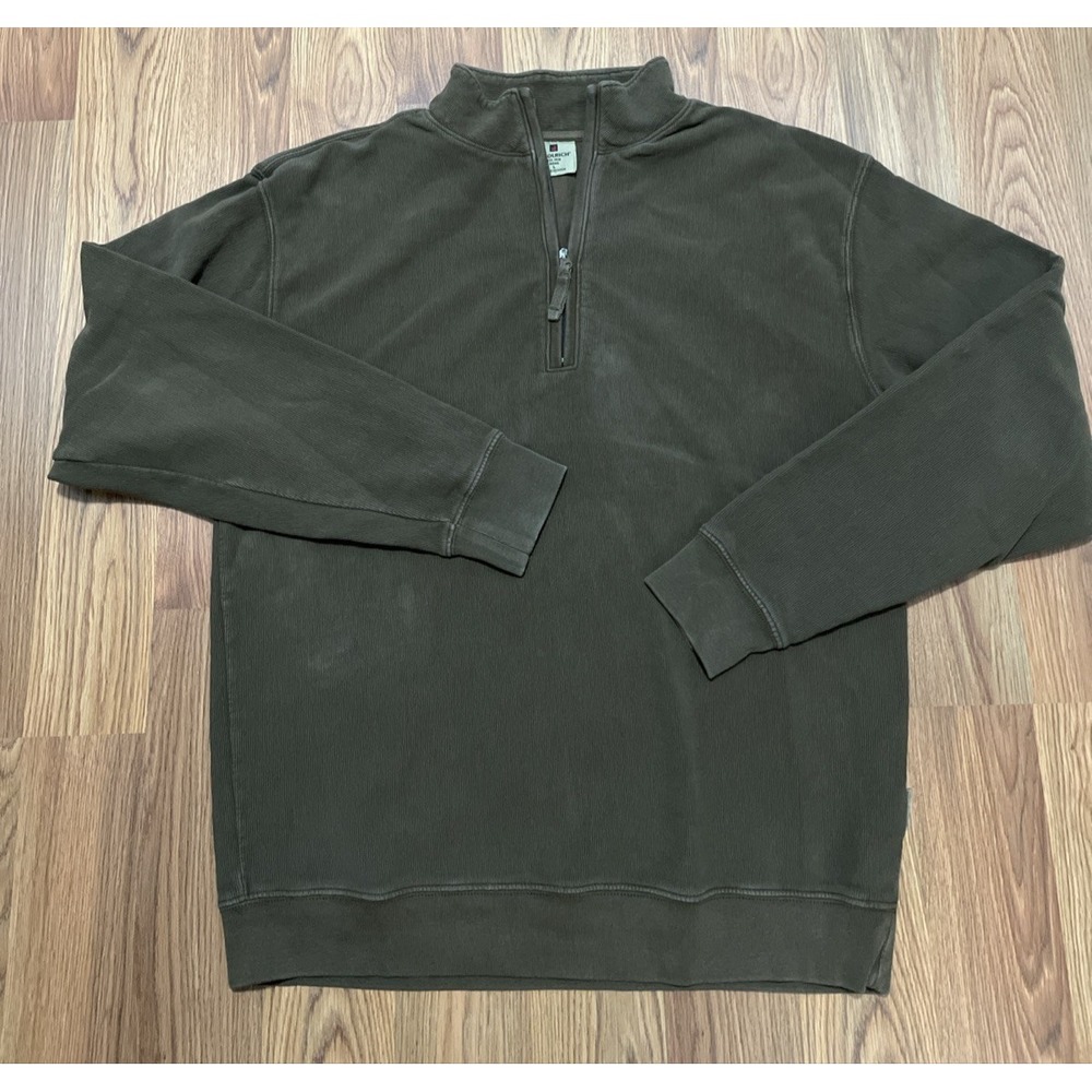 Woolrich Boysen Sweatshirt Mens Large Mock Neck 1/4 Zip Pullover Brown